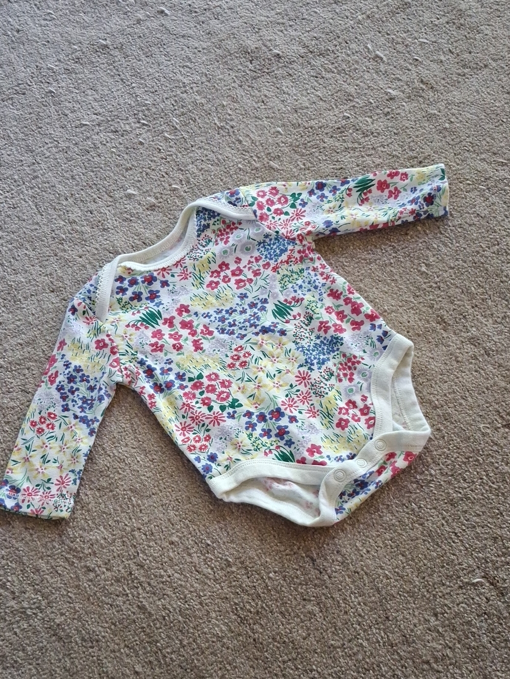 wonder nation Floral Long-Sleeve Baby One-Piece Bodysuit - White Multi